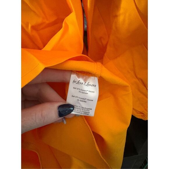 NWT For Love & Lemons Lucia Mini Dress Off the Shoulder Tie Front Orange Small - Picture 10 of 11